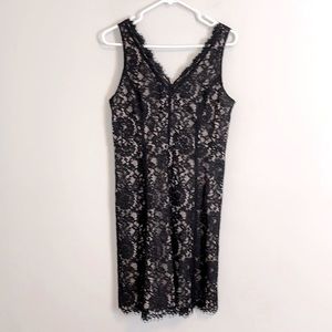 Loft black sleeveless lace dress size 4
